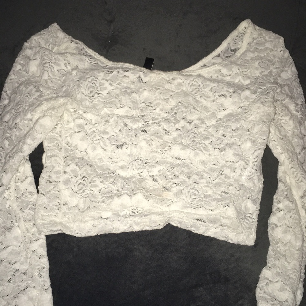 White lace crop top